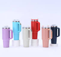 Drinkware 40oz Insulated Tumbler Thermos Flask with Straw & Lid